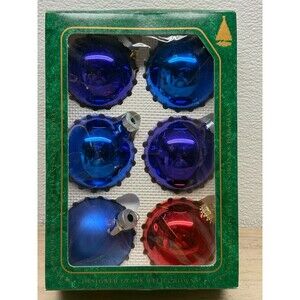 Vtg Set Of 6 Krebs Hand Blown Glass Ball Christmas Tree Ornament